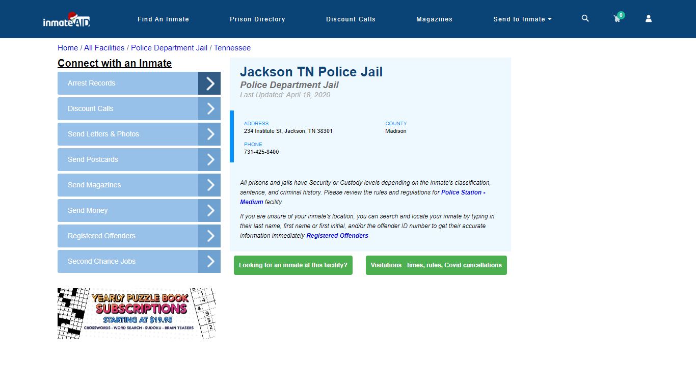 Jackson TN Police Jail & Inmate Search - Jackson, TN